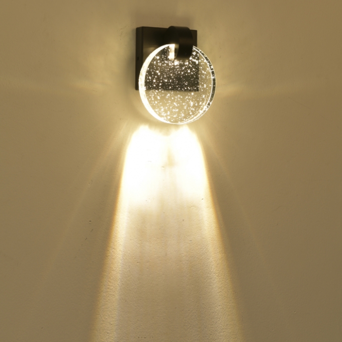 Arandela Skylight Sand Preto e Cristal 3 watts 3000K 100X100X130mm Bivolt SKY-3009AR-PT