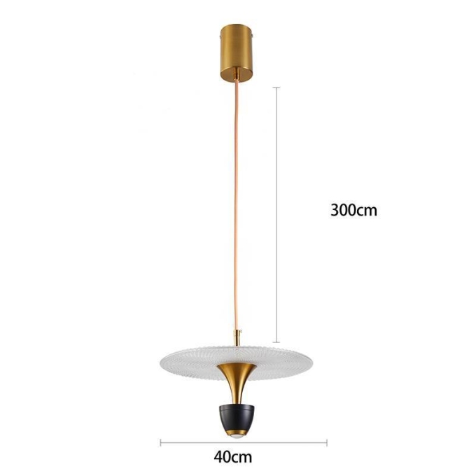 Pendente Nordecor Sowa 10 watts 3000K Preto e Dourado Fosco Ø400mm 2579