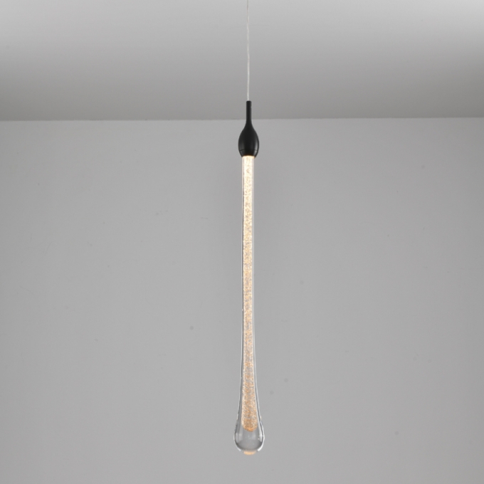 Pendente Skylight Drop Gota Preto e Transparente 7 watts 3000K Bivolt Ø40X580mm SKY-3059PT