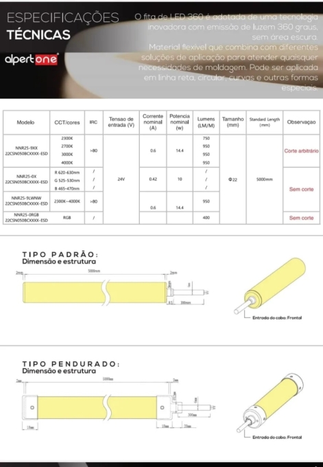 Mangueira Neo 360 Alpertone 18w/mt 24V IP65 22mm (Rolo 10 metros) 0255-10 / 0255-11