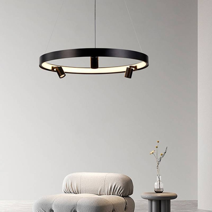 Pendente Nordecor Lilla 39 watts + 3 Spots 3 watts 3000K Preto Ø600mm 2539