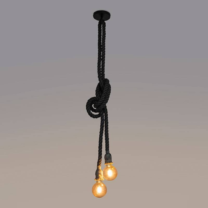 Pendente Corda Duplo Nordecor 2L E27 1,8 mts Cor Chumbo 2037