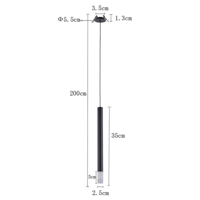 Pendente Nordecor Lana Canopla de Embutir 3 watts 3000K Preto Ø25x350mm 2691