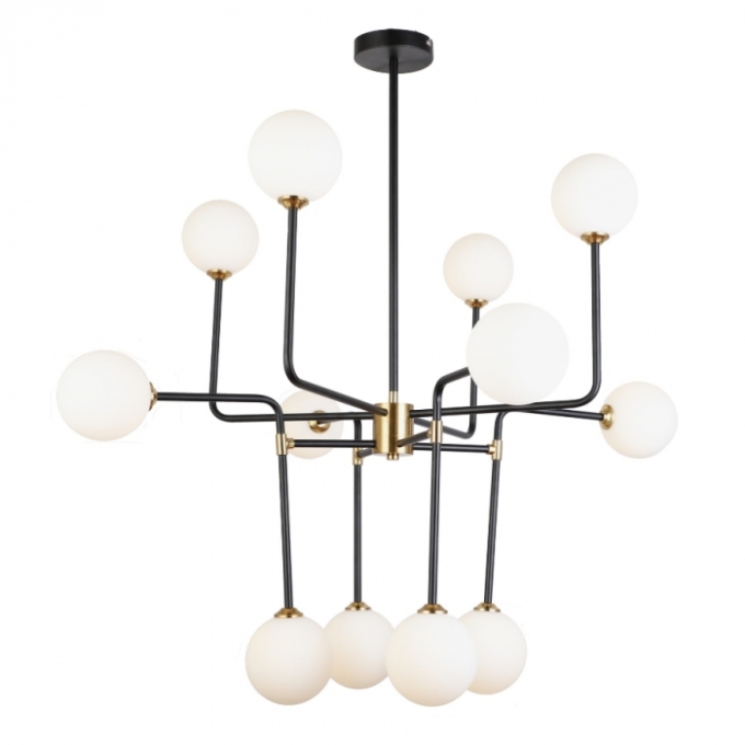 Pendente Skylight Jolie Preto, Dourado e Branco Fosco 12L G9 Bivolt 900mm SKY-3092PT