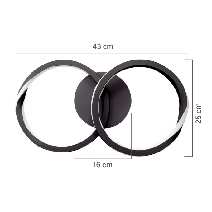 Plafon GMH Antares Preto 70 watts 3000K Bivolt 430X250X80mm PL-ANTARES-50-PRETO