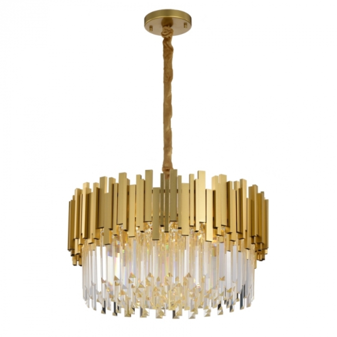 Pendente Skylight Fancy Dourado e Cristal Transparente 12L G9 Ø600mm SKY-3013