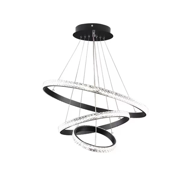 Pendente GMH Andromeda Preto 113 watts 3000K Bivolt Ø800/Ø600/Ø400mm P-ANDROMEDA-180-PRETO