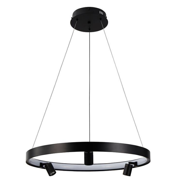 Pendente Nordecor Lilla 39 watts + 3 Spots 3 watts 3000K Preto Ø600mm 2539