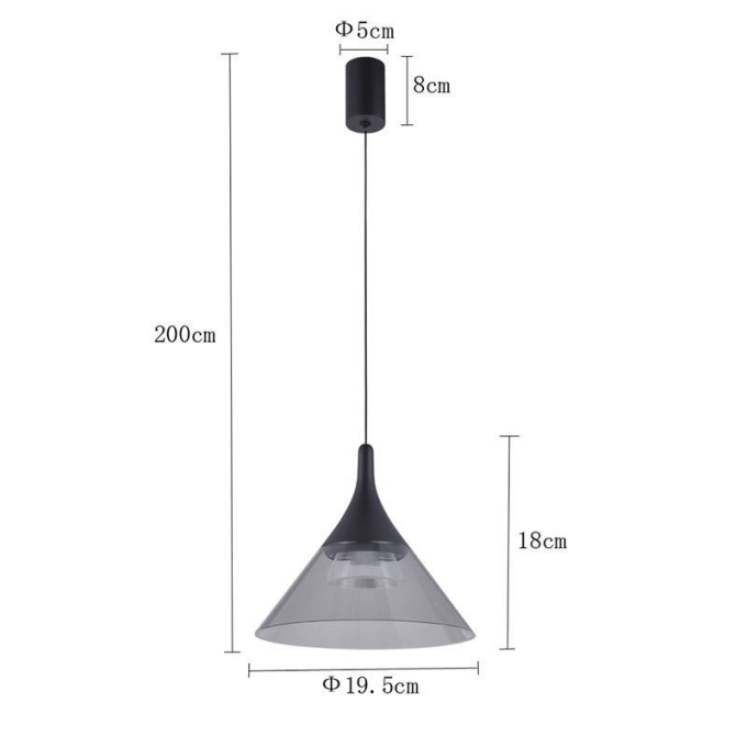 Pendente Nordecor Thom 7 watts 3000K Preto Ø195x180mm 2694