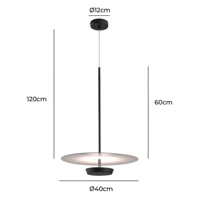 Pendente Nordecor Dolla 18 watts 3000K Preto Ø400x600mm 2523