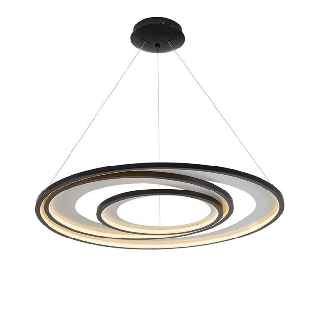 Pendente Nordecor Zahal 3 Mod 98 watts 3000K Preto Bivolt Ø820mm 2508
