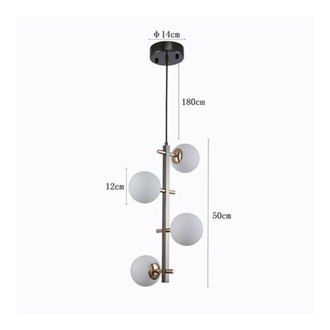Pendente Nordecor Romai Desa 4L G9 Onix e Dourado 500x120mm 2194