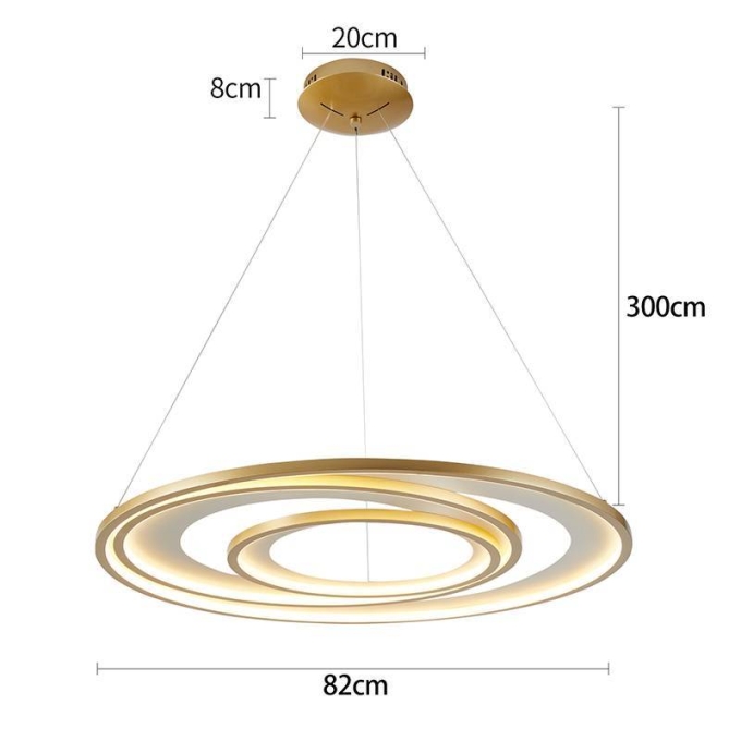 Pendente Nordecor Zahal 3 Mod 98 watts 3000K Dourado Fosco Bivolt Ø820mm 2507