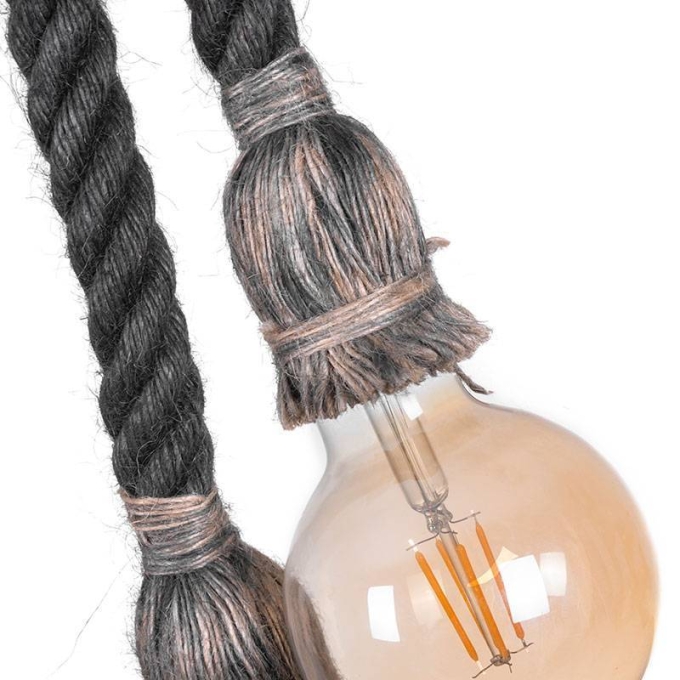 Pendente Corda Duplo Nordecor 2L E27 1,8 mts Cor Chumbo 2037