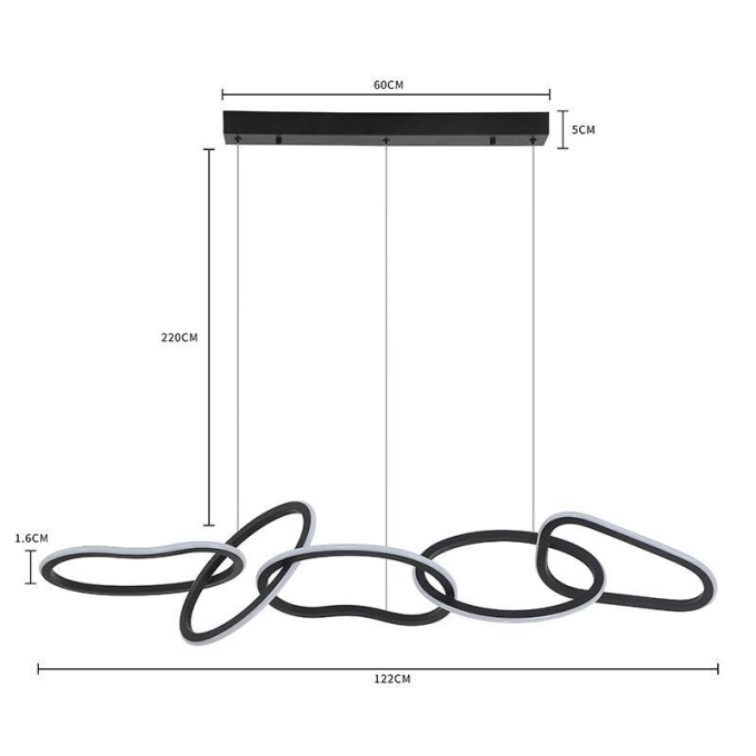 Pendente Nordecor Zena 67 watts 3000K Preto 1220mm 2596