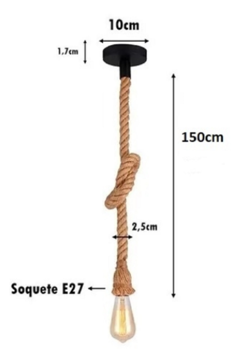 Pendente GMH Doca Natural 1L E27 P-DOCA