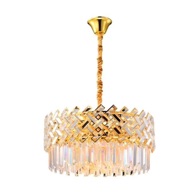 Pendente Skylight Lor Dourado e Cristal Transparente 9L E14 Bivolt Ø600X260mm SKY-4005
