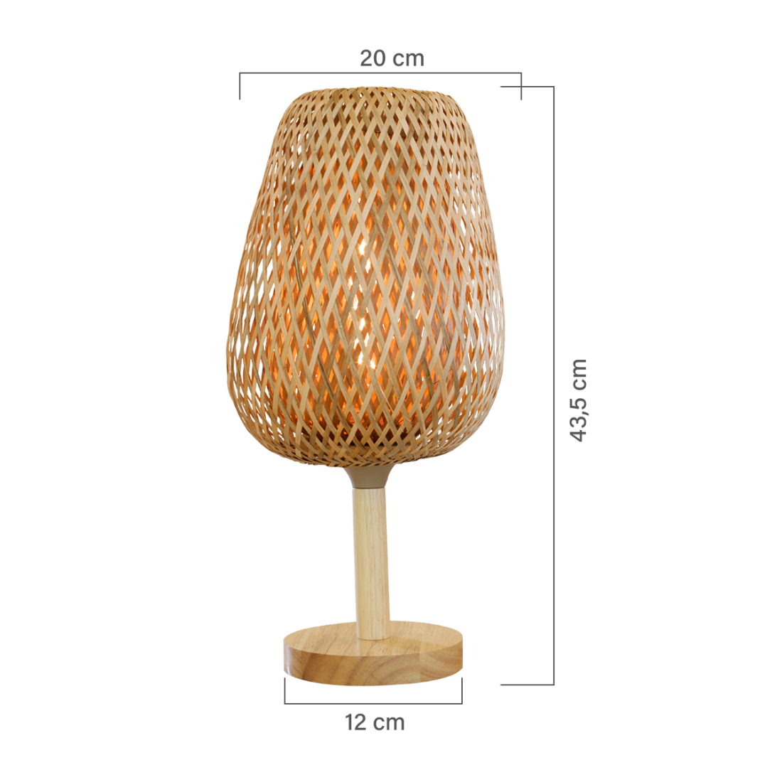 Abajur GMH Padar Fibra de Bambu 1L E27 Bivolt Ø200X435mm L-PADAR-20