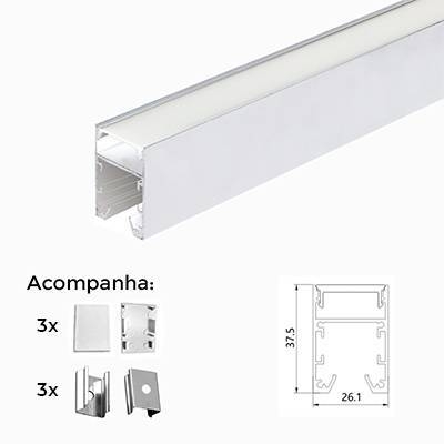 Perfil de Sobrepor Nordecor 37x26mm Barra de 3 metros Branco 4205