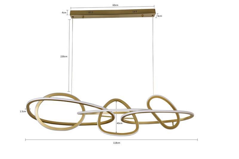 Pendente Nordecor Jeda 83 watts 3000K Ouro Champagne 400x1180mm 2710