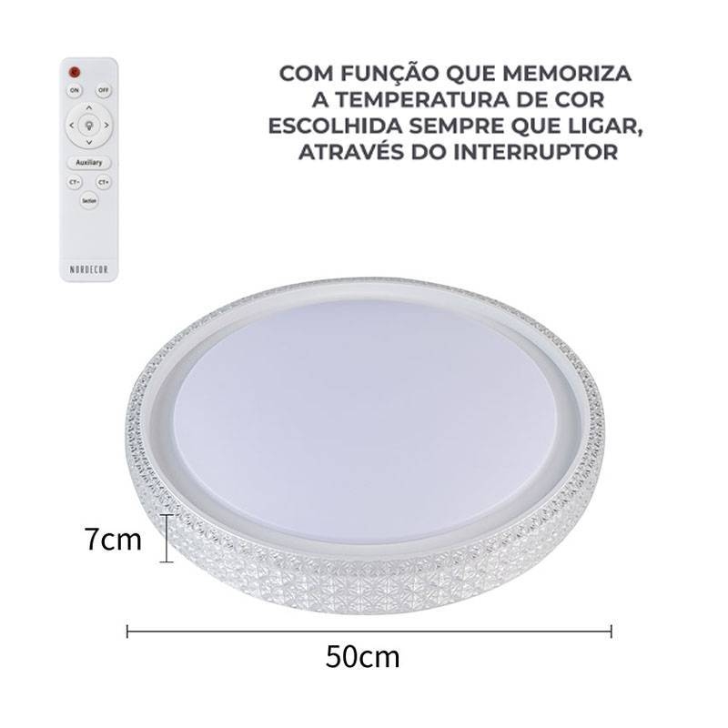 Plafon Nordecor Kenle 36 watts Multitemperatura Branco Ø500x70mm 2663