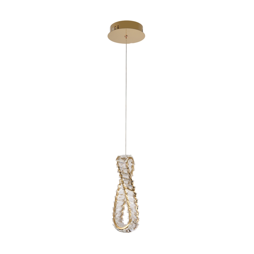Pendente Nordecor Lezie IN Cristal 21 watts 3000K Ouro Brilho 320x125x35mm 2740