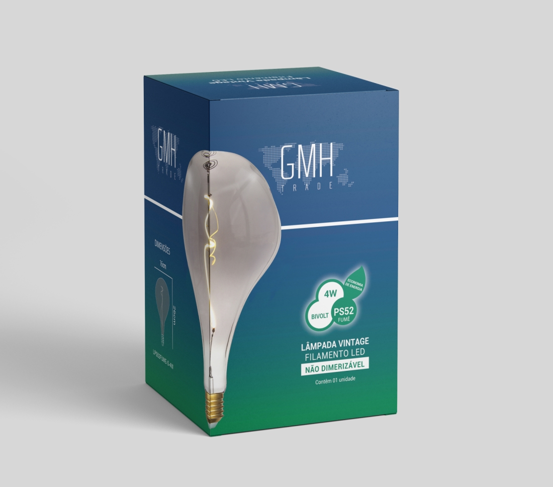 Lâmpada GMH P130 4 watts Spiral Fumê Bivolt 2200K LP130FUME-S-4W