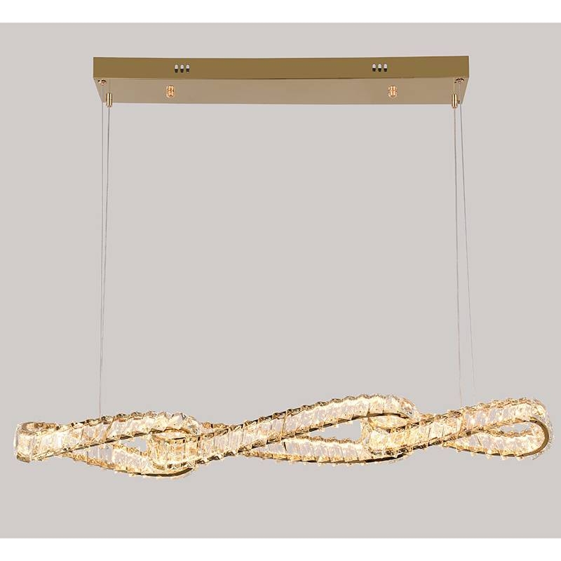 Pendente Nordecor Lezie Ori Cristal 68 watts 3000K Ouro Brilho 140x1150x35mm 2742
