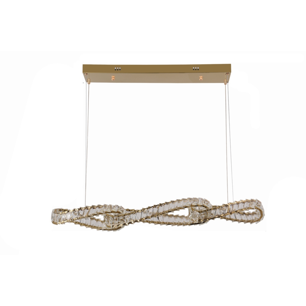 Pendente Nordecor Lezie Ori Cristal 68 watts 3000K Ouro Brilho 140x1150x35mm 2742