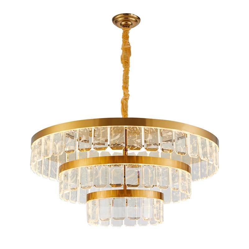 Pendente Nordecor Zylo 3 Mód 105 watts 3000K Dourado Brilho Ø850x390mm 2774