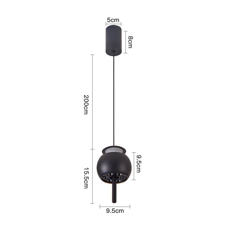 Pendente Nordecor Oliwa 10 watts 3000K Preto Ø95x155mm 2806
