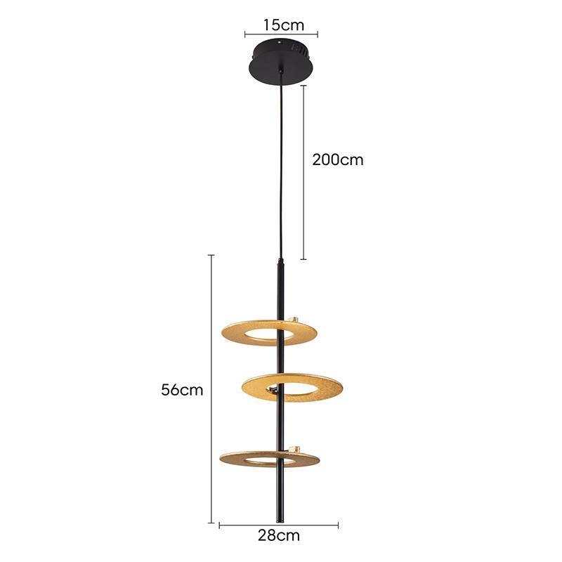 Pendente Nordecor Kote 3 Mód 30 watts 3000K Preto e Dourado 560x280mm 2759