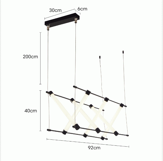 Pendente Nordecor Juli 54 watts 3000K Preto 400x920mm 2731