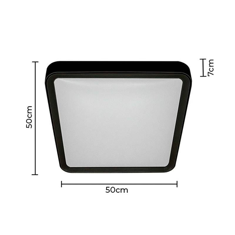 Plafon Nordecor Seny Quadrado 35 watts 3000K Preto 500x500x70mm 2348