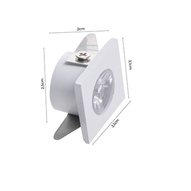 Mini Spot Embutido Nordecor Elysa Quadrado 1 watts 3000K Branco 31x31x20mm 6000