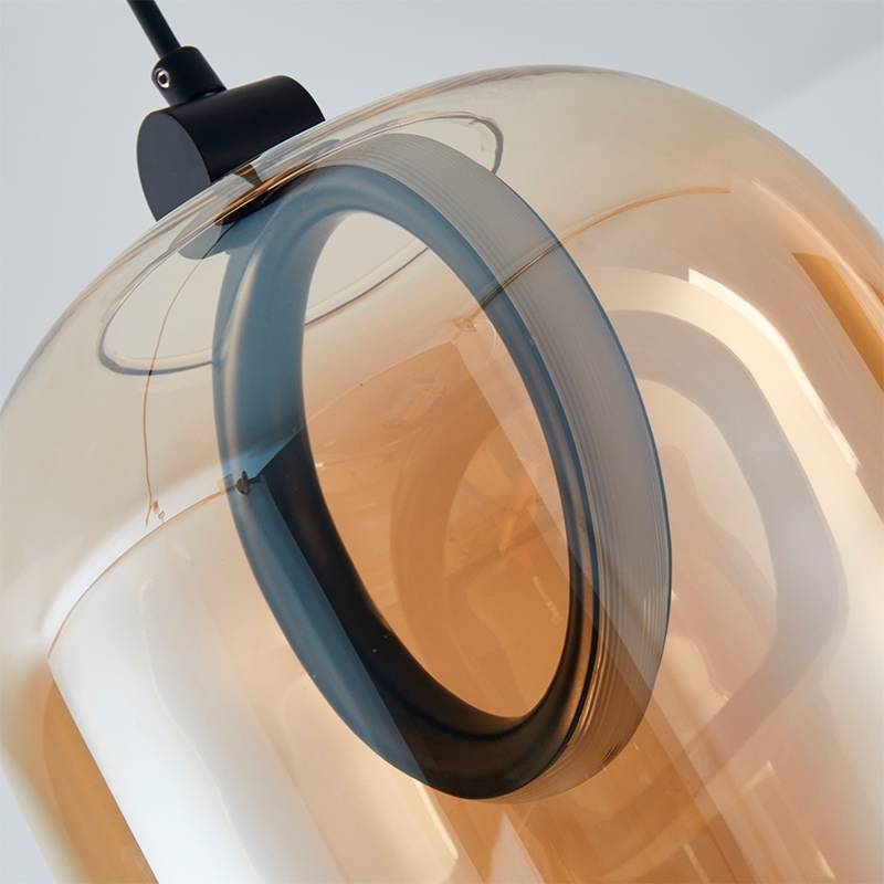 Pendente Nordecor Ruzo 7 watts 3000K Preto e Âmbar Ø200x230mm 2793