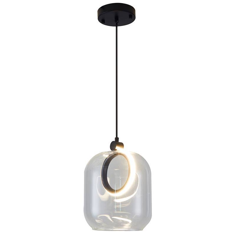 Pendente Nordecor Ruzo 7 watts 3000K Preto e Transparente Ø200x230mm 2792