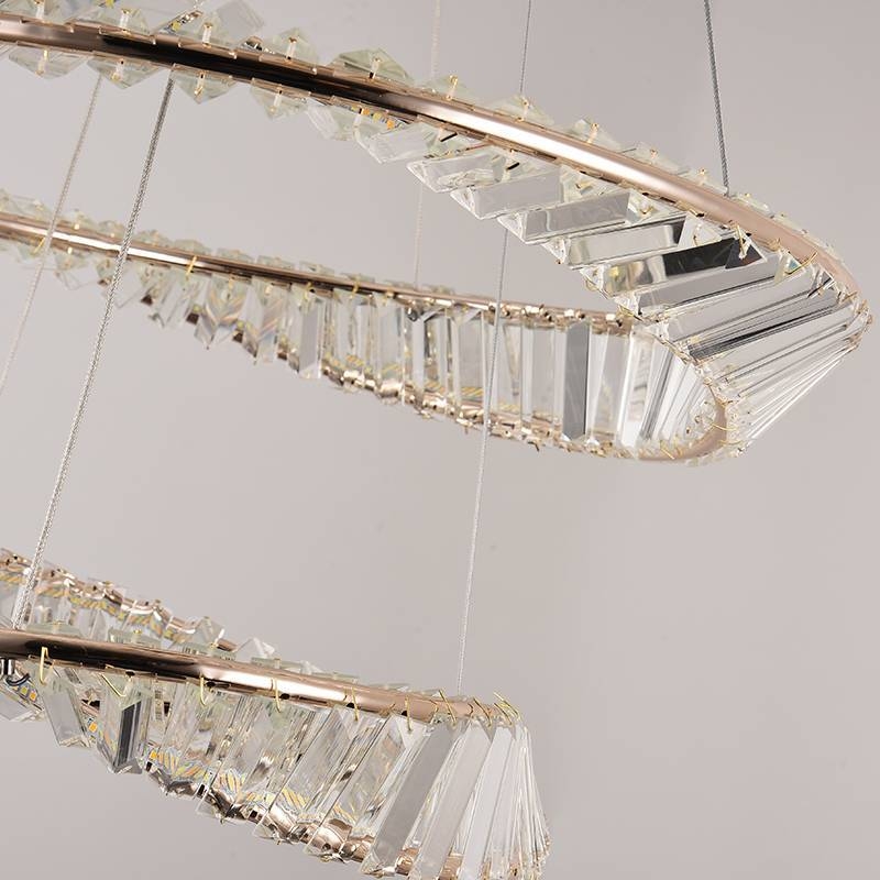 Pendente Nordecor Lezie Cristal 2 Mód 71 watts 3000K Ouro Brilho Ø400/600mm 2737