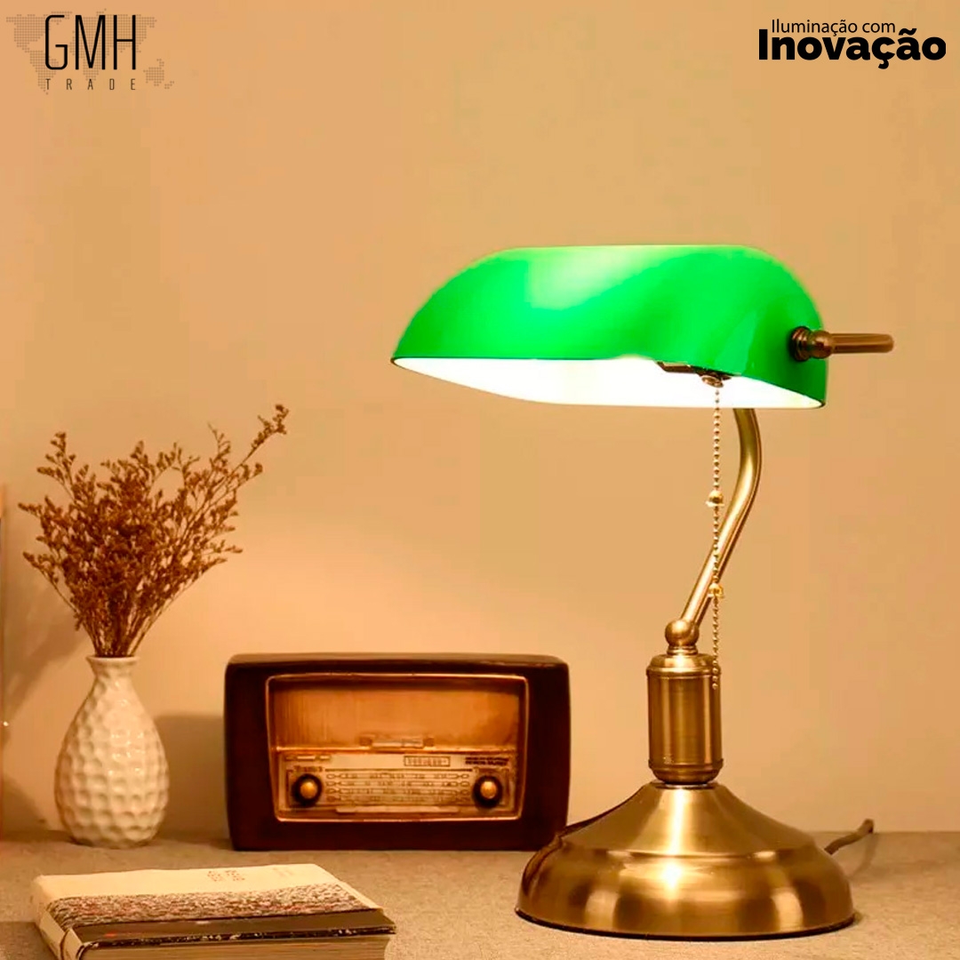 Luminária de Mesa GMH Banker Verde 1L E27 380x265mm Bivolt L-INGLESA-VERDE