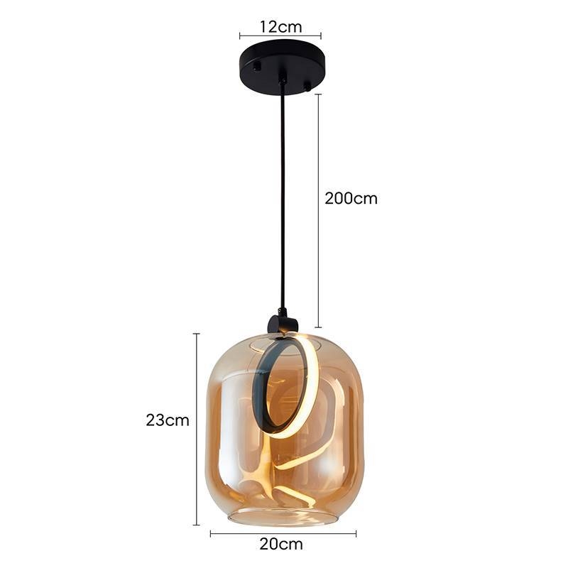 Pendente Nordecor Ruzo 7 watts 3000K Preto e Âmbar Ø200x230mm 2793