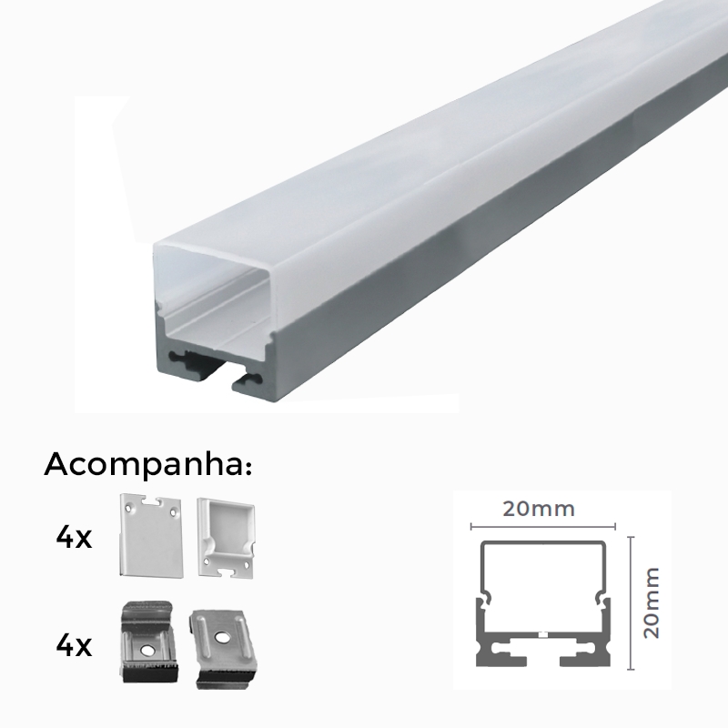 Kit de Tampa para Perfil de Sobrepor Nordecor 20x20mm 10 Unidades 4146
