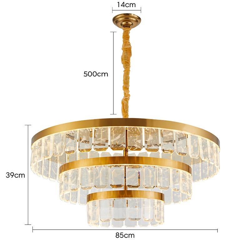 Pendente Nordecor Zylo 3 Mód 105 watts 3000K Dourado Brilho Ø850x390mm 2774