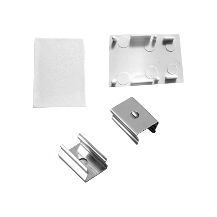 Kit de Tampa e Garra Nordecor para Perfil Sobrepor (4205) Branco 20 Unidades 4207
