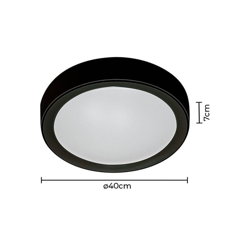 Plafon Nordecor Meny Redondo 29 watts 3000K Preto Ø400x70mm 2346