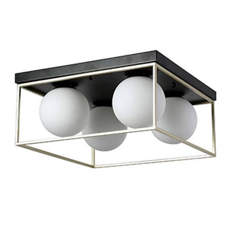 Plafon Nordecor Cubo Globo 4L E27 Ouro e Preto 460x460x220mm 2254