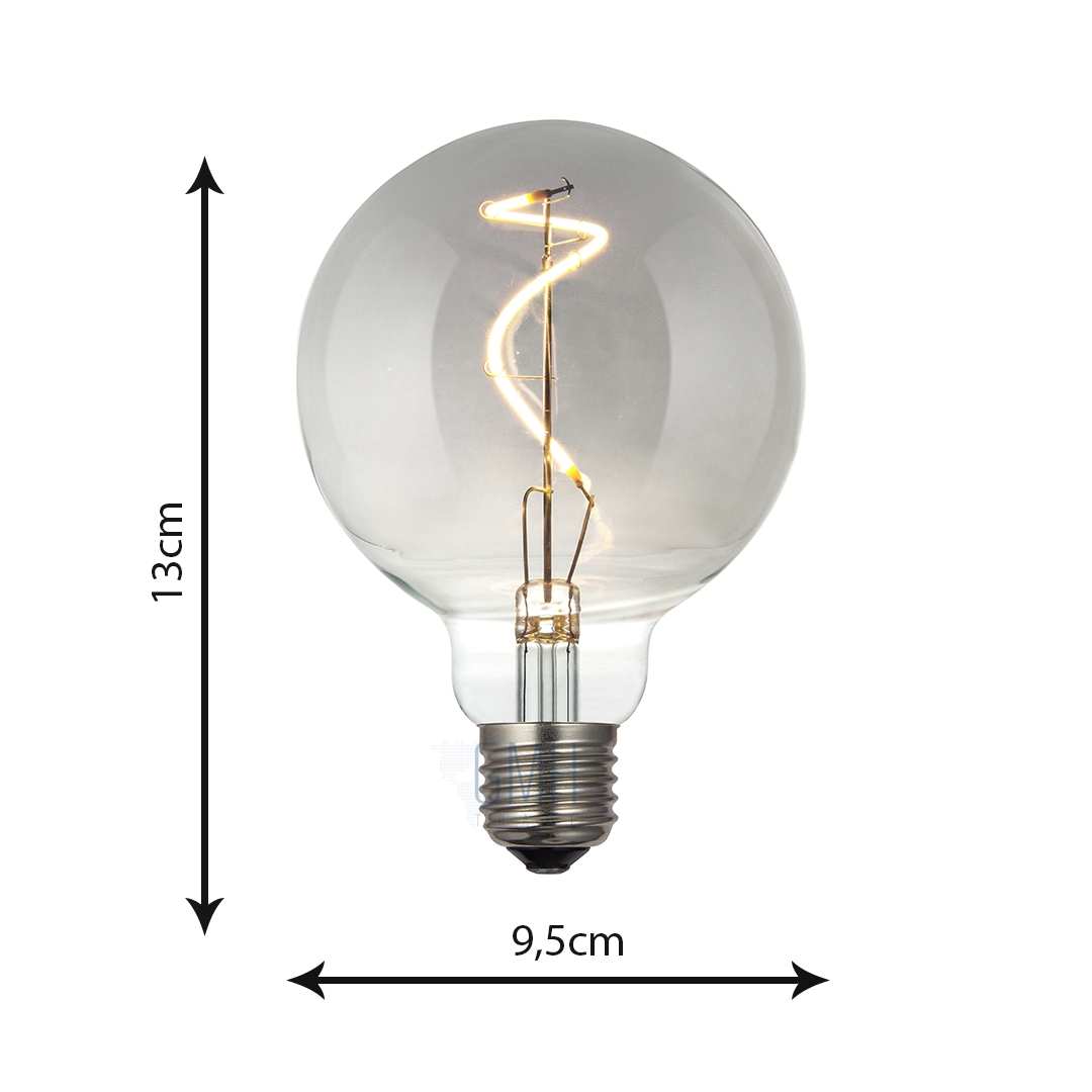 Lâmpada GMH G95 4 watts Spiral Fumê Bivolt 2200K LG95FUME-5-4W