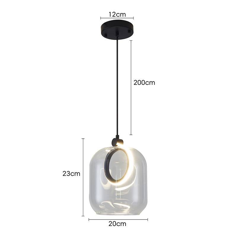 Pendente Nordecor Ruzo 7 watts 3000K Preto e Transparente Ø200x230mm 2792