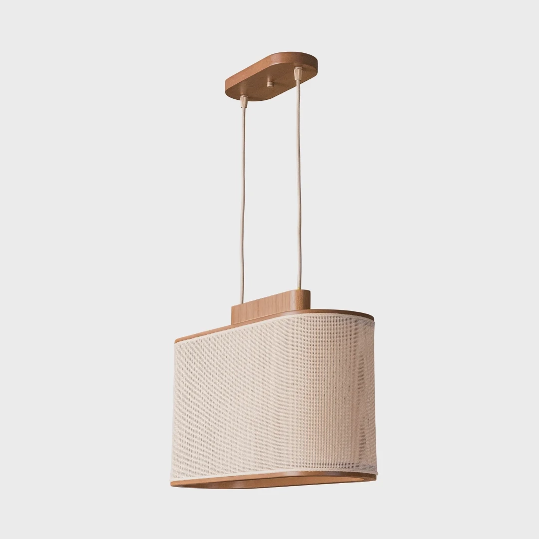 Pendente Madelustre Elíptico Madeira e Cúpula de Palha Sintética 1L E27 460x250mm 3327