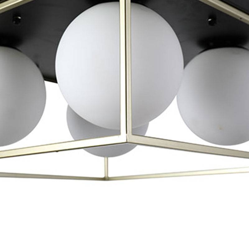 Plafon Nordecor Cubo Globo 4L E27 Ouro e Preto 460x460x220mm 2254