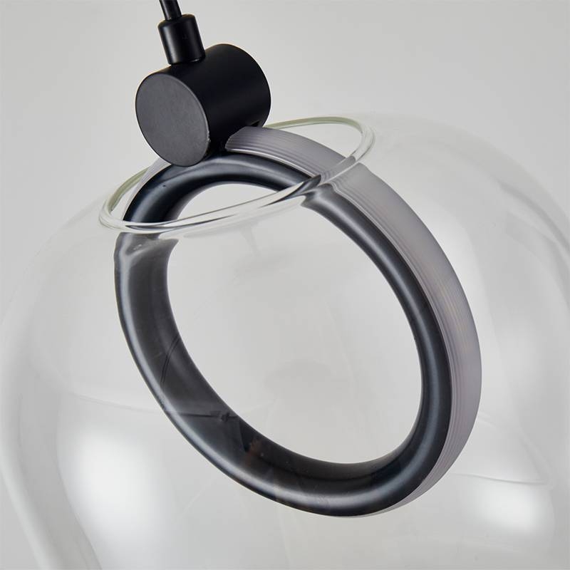 Pendente Nordecor Ruzo 7 watts 3000K Preto e Transparente Ø200x230mm 2792